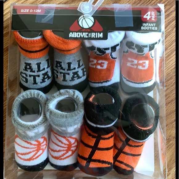 Above the Rim 4 Pack/Pairs Infant Booties Size 0-12M - Picture 2 of 3